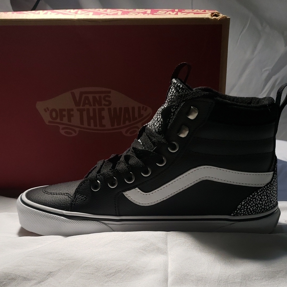 Vans Black and White High-Top Shoes